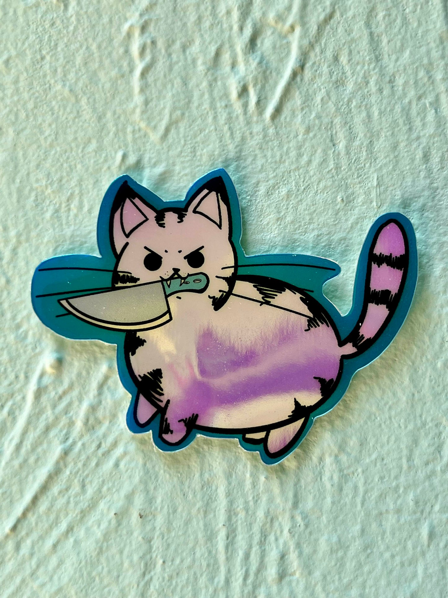 Stabby Cat Holographic Sticker