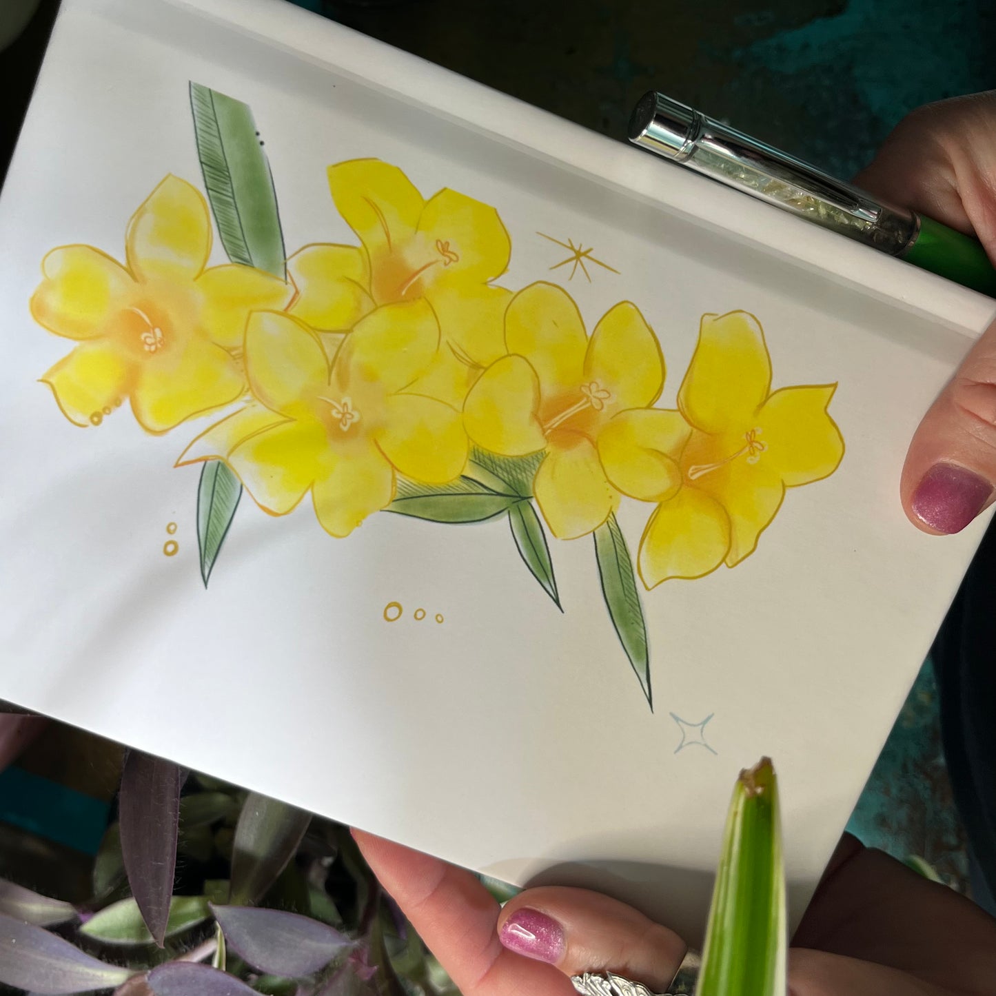 Yellow Jasmine Botanical Illustration Blank Journal