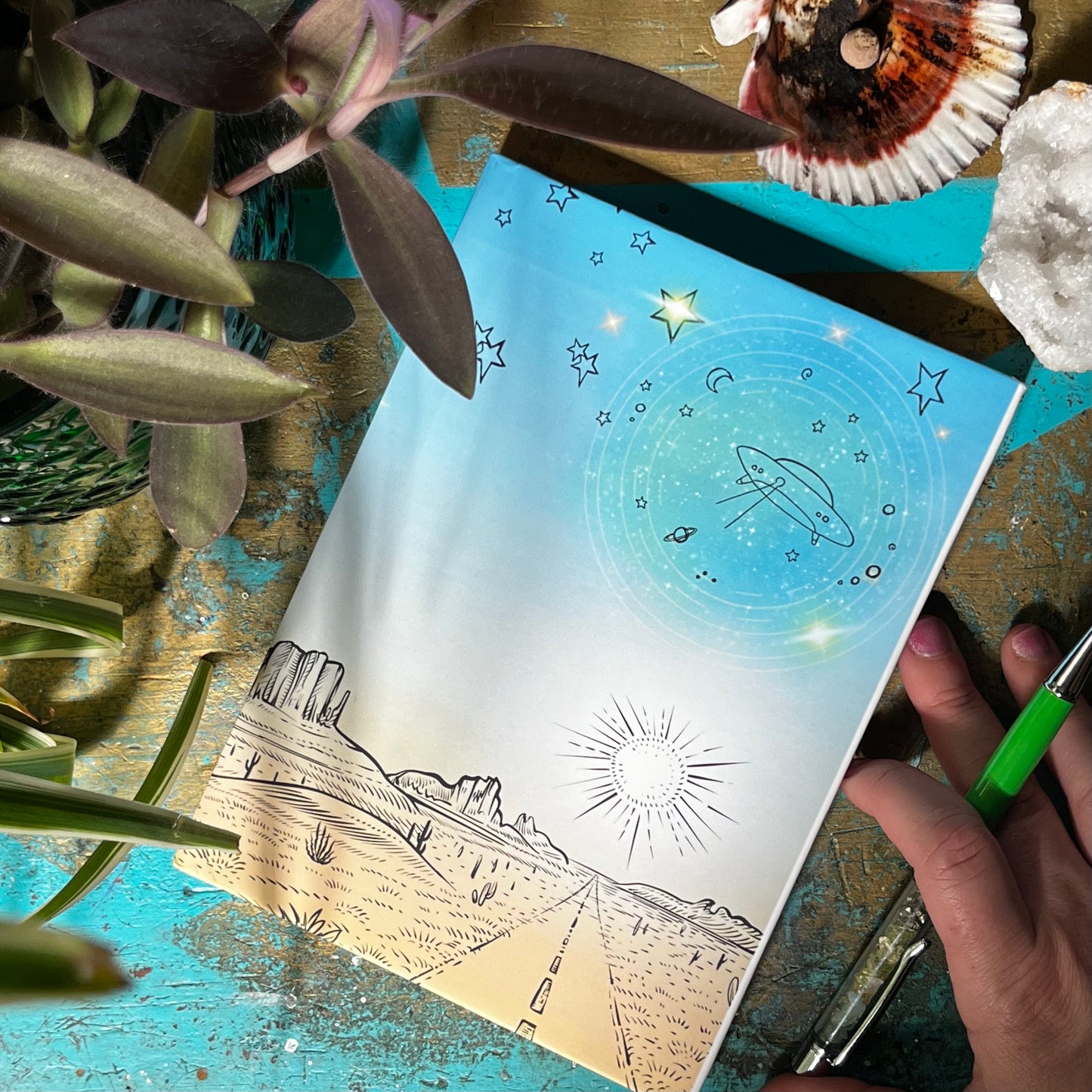 UFO Sighting Over Desert Road Travel Journal