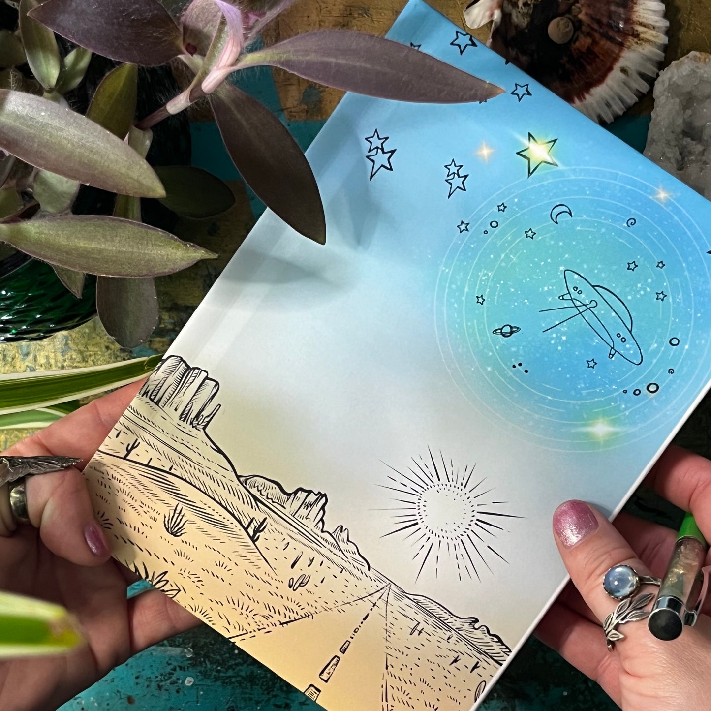 UFO Sighting Over Desert Road Travel Journal