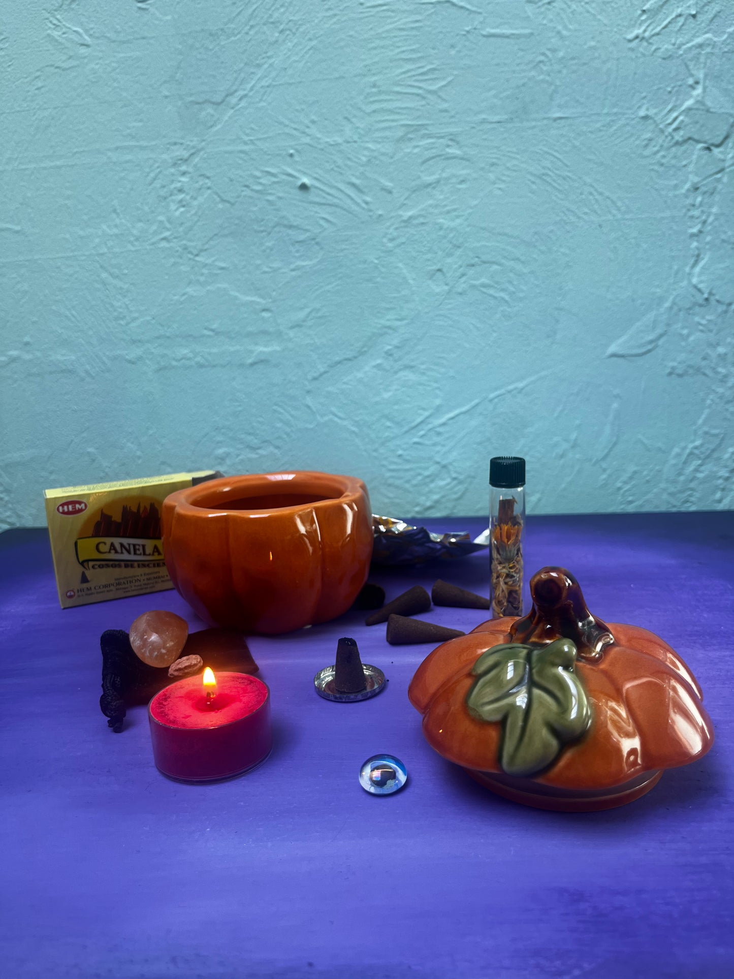 Orange Fire Inspired Pumpkin Witches Toolkit