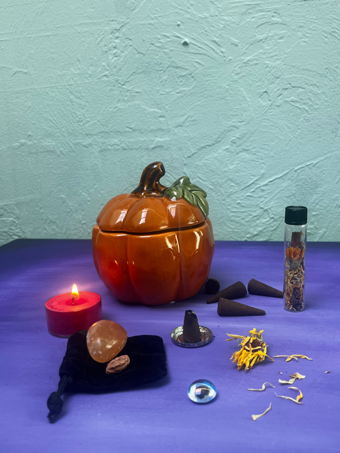 Orange Fire Inspired Pumpkin Witches Toolkit