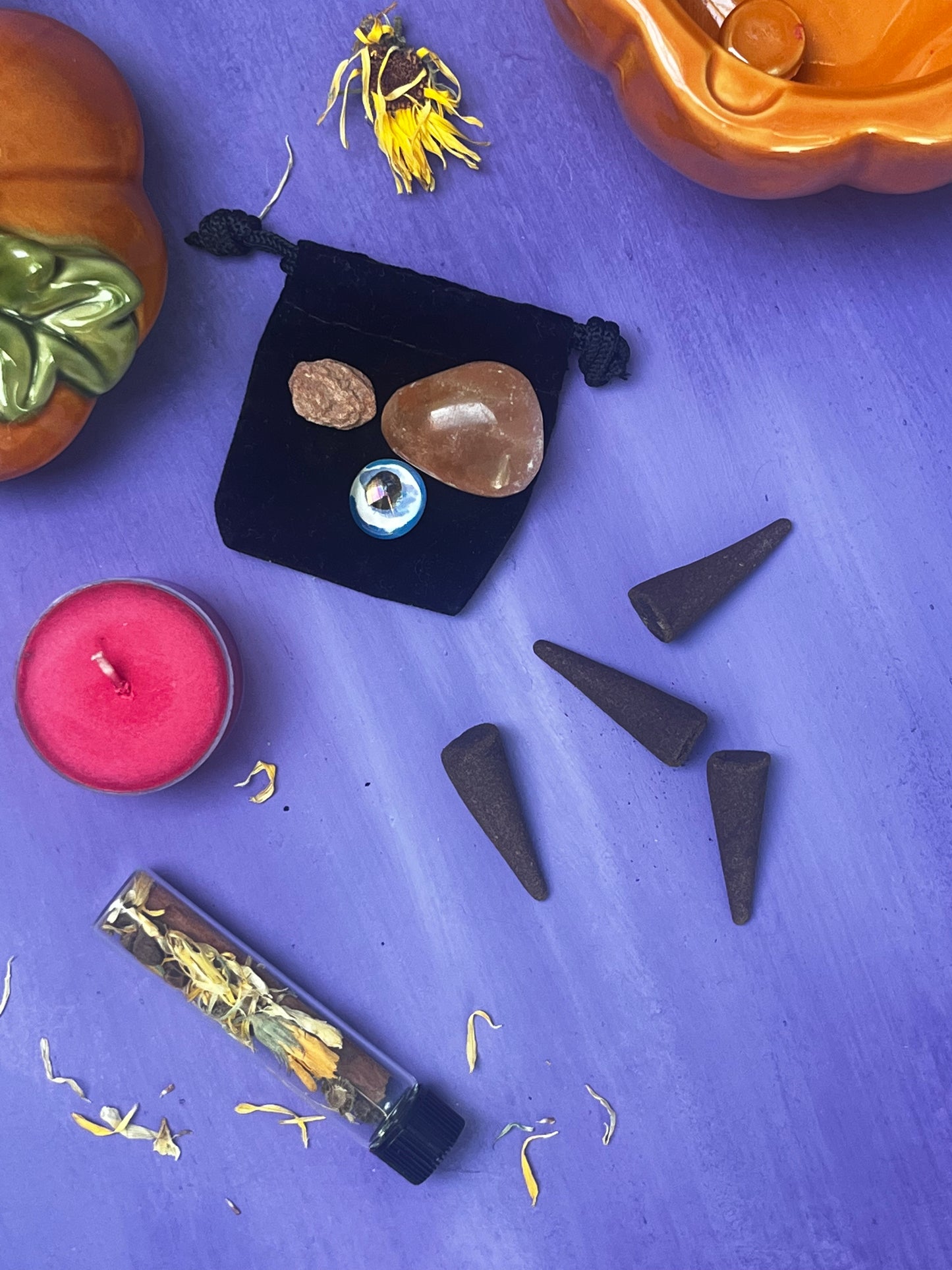 Orange Fire Inspired Pumpkin Witches Toolkit