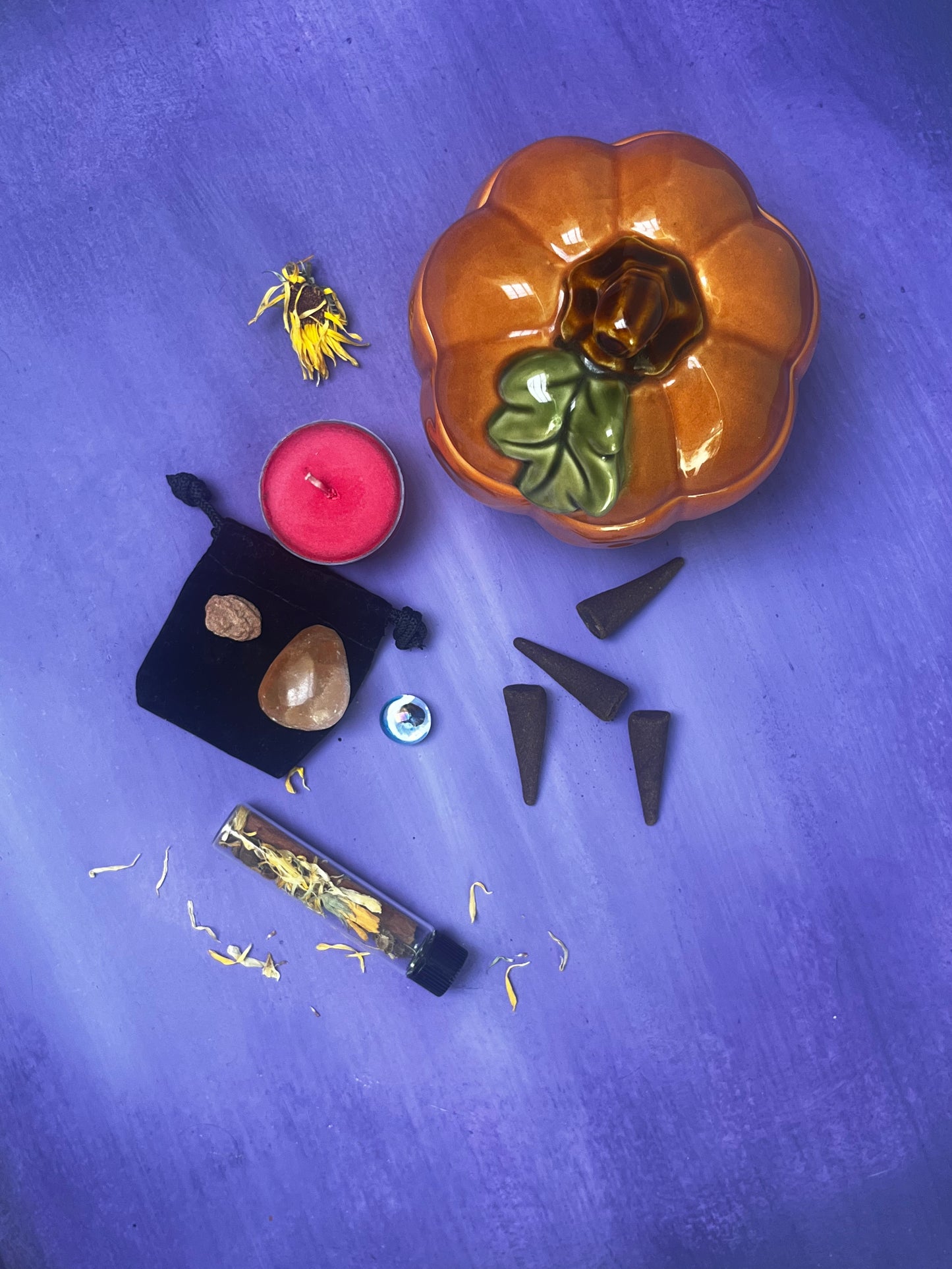 Orange Fire Inspired Pumpkin Witches Toolkit