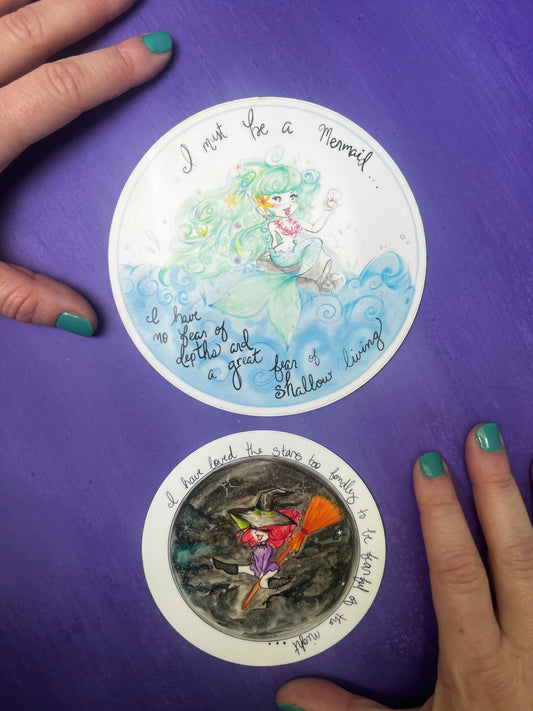 Witches and Mermaid Vinyl Sticker Set