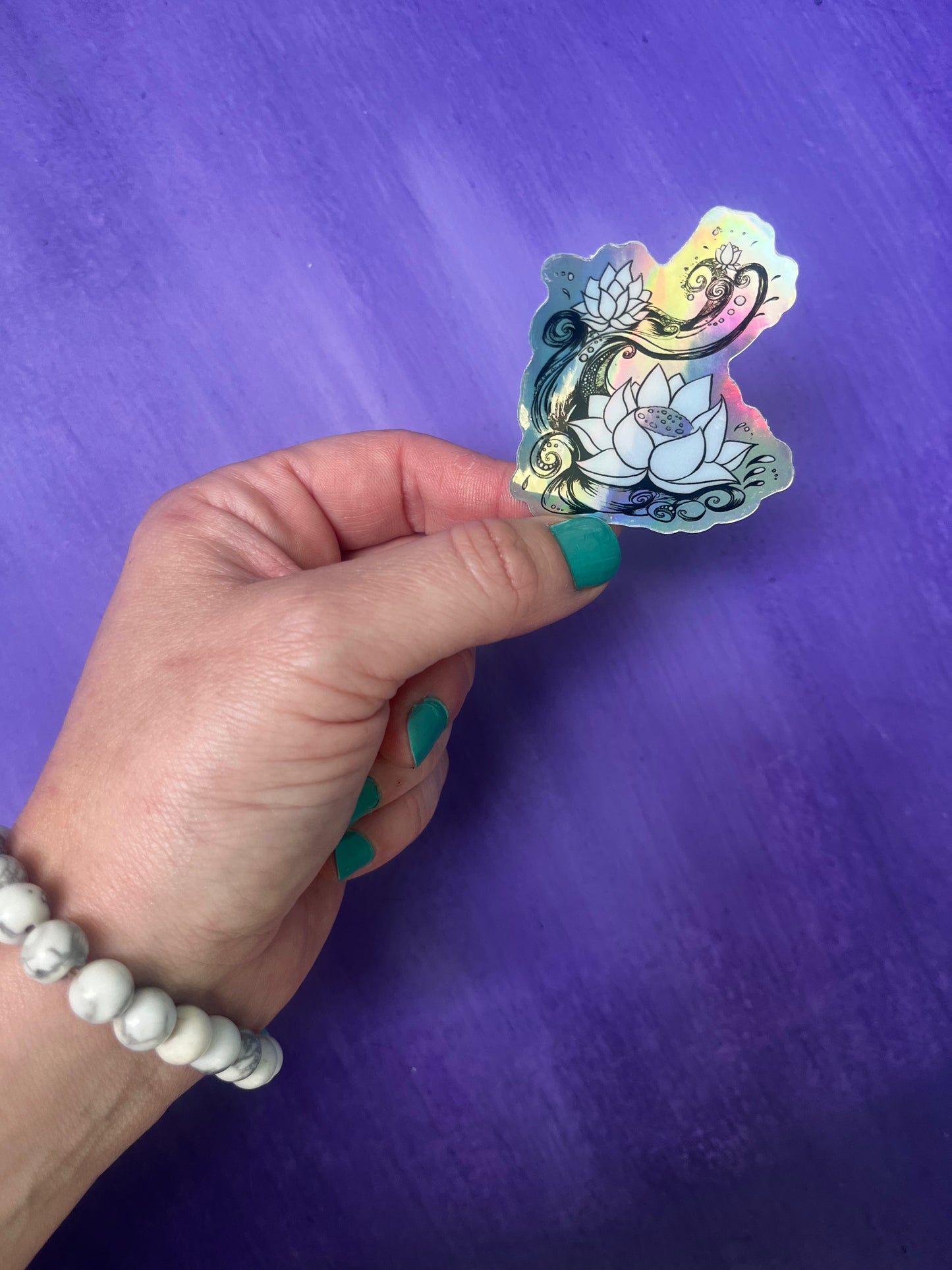 Lotus Flower Holographic Vinyl Sticker 2" x 2"