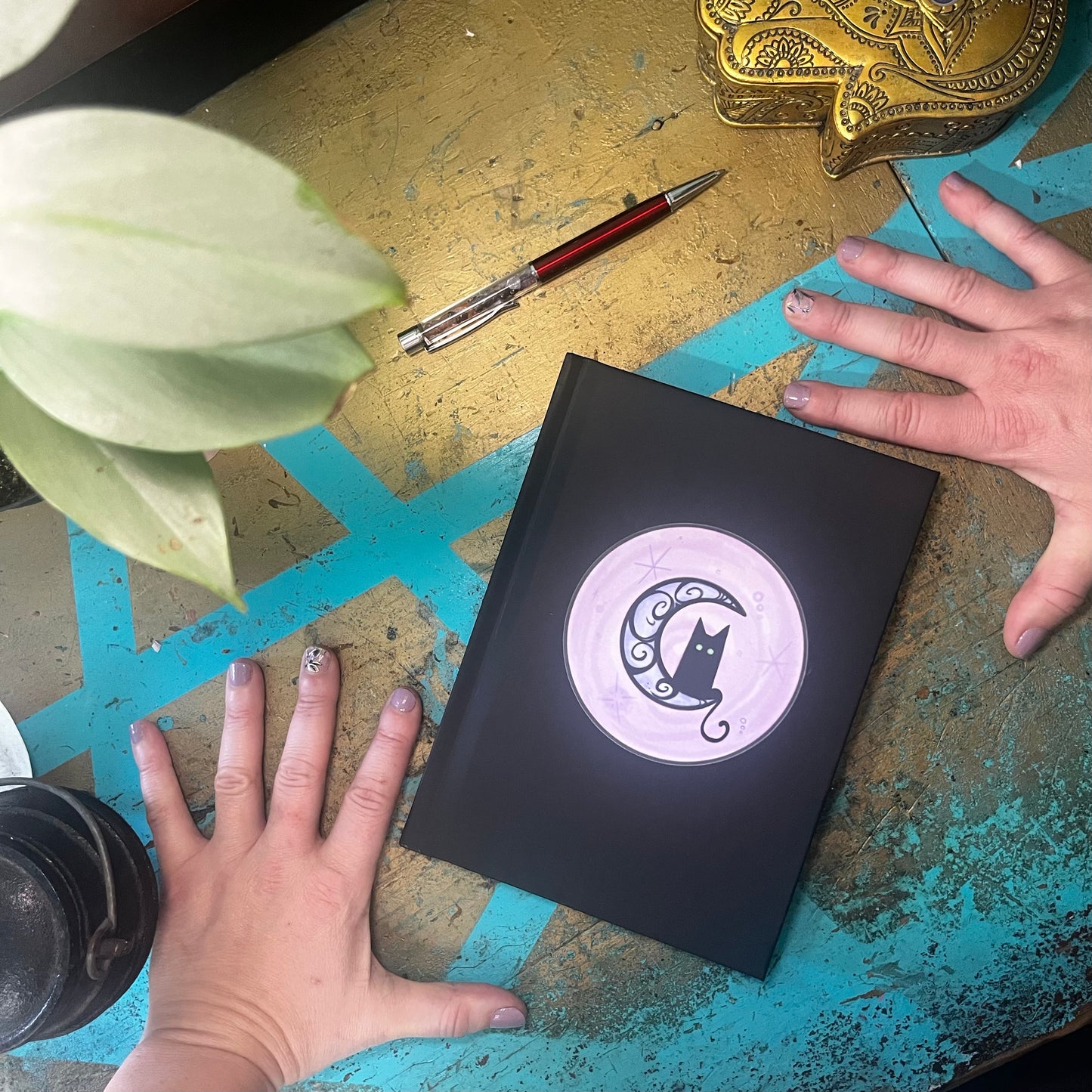 Crescent Moonlit Kitty Blank Journal