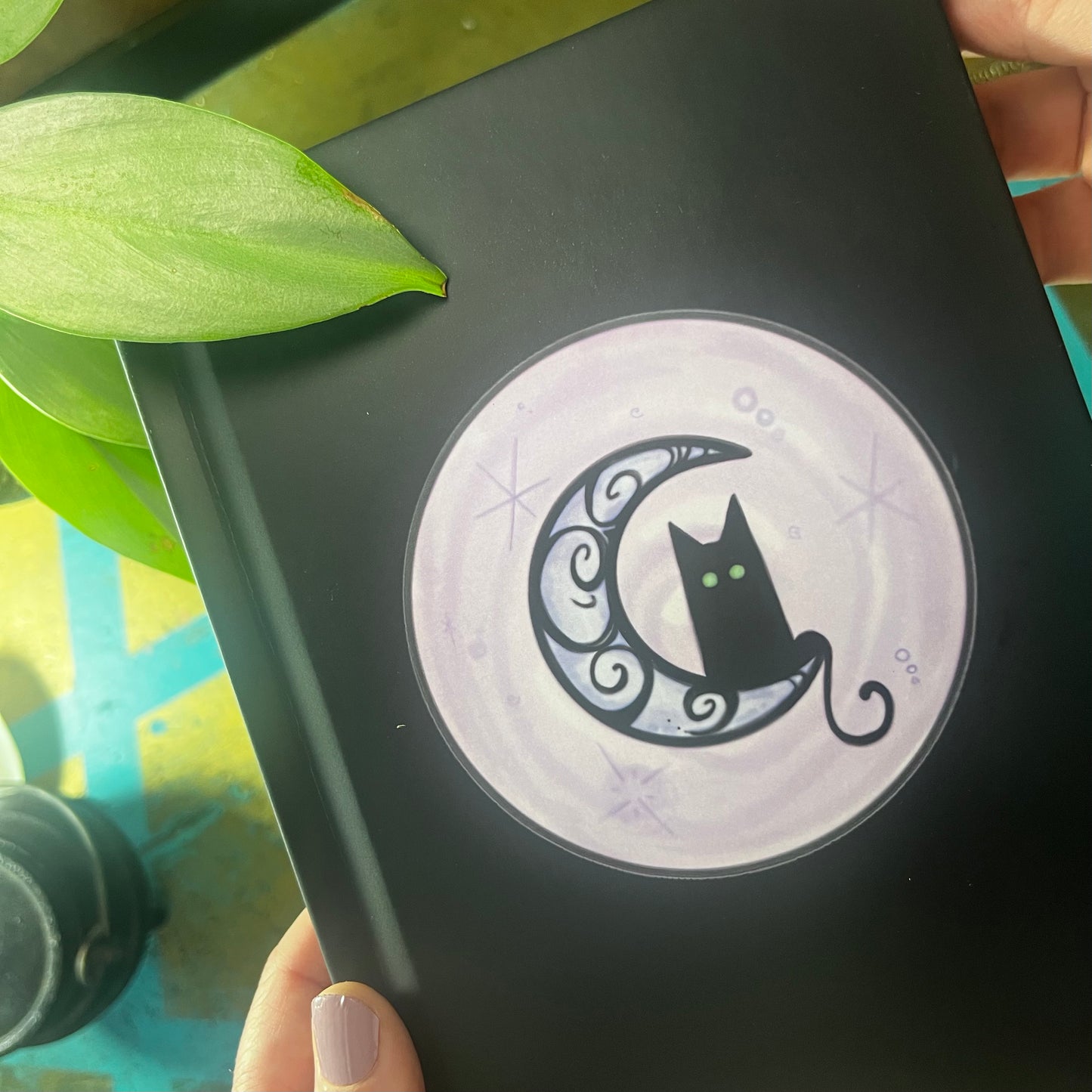 Crescent Moonlit Kitty Blank Journal