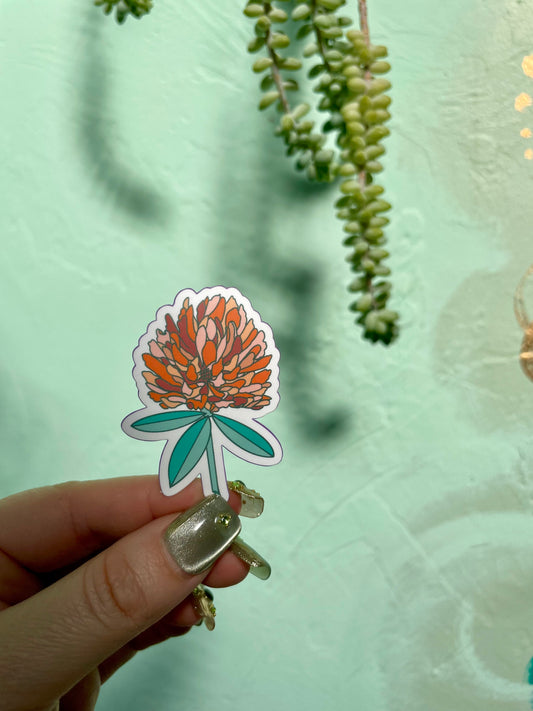Blood Orange Clover Flower Glossy Vinyl Sticker