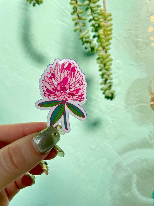 Magenta Clover Flower Glossy Vinyl Sticker
