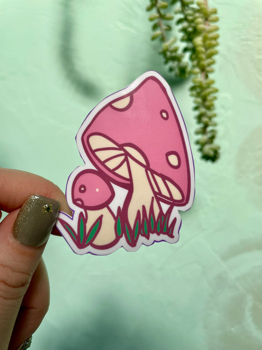 Pink Mushroom Glossy Vinyl Sticker