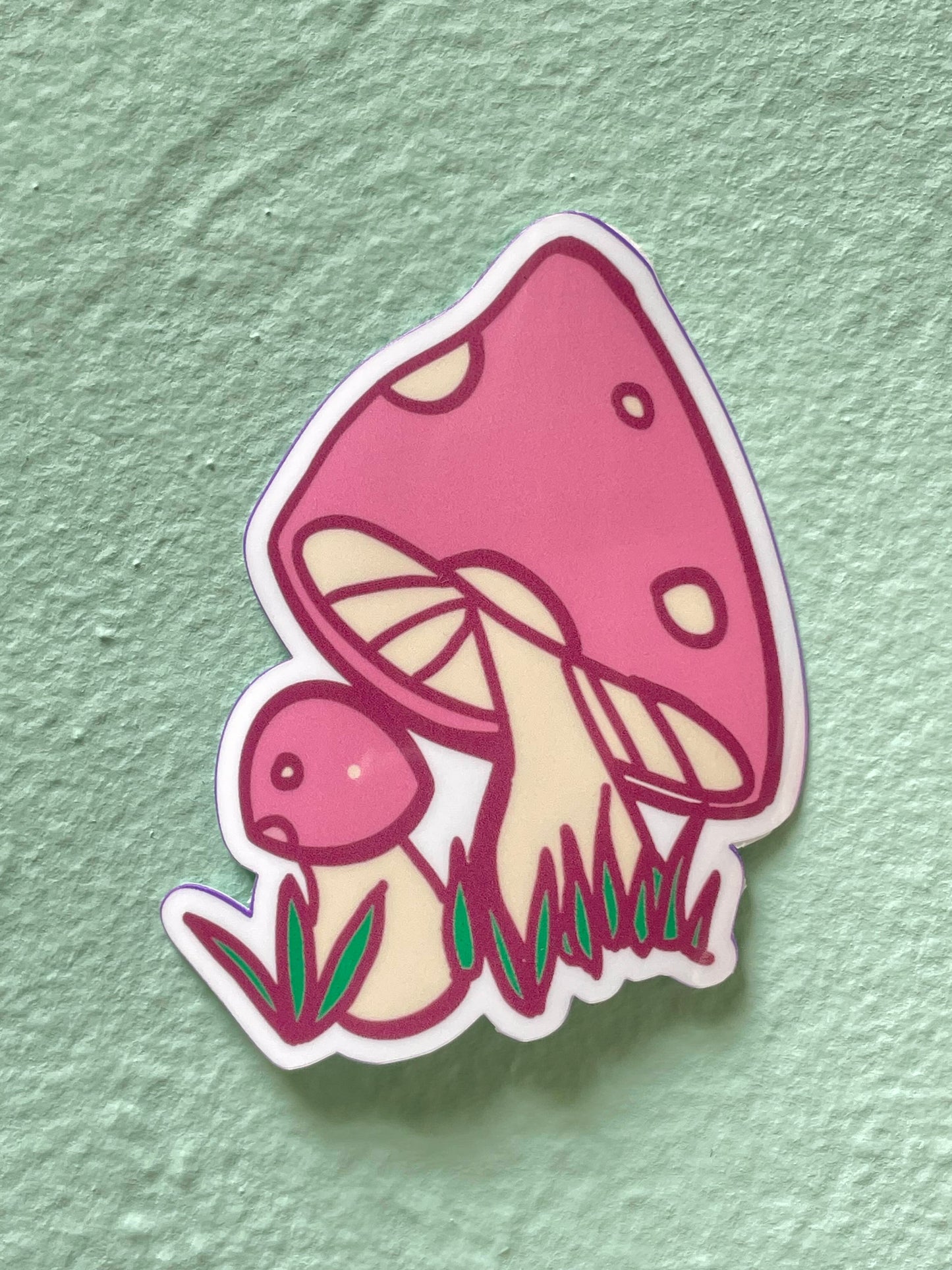 Pink Mushroom Glossy Vinyl Sticker