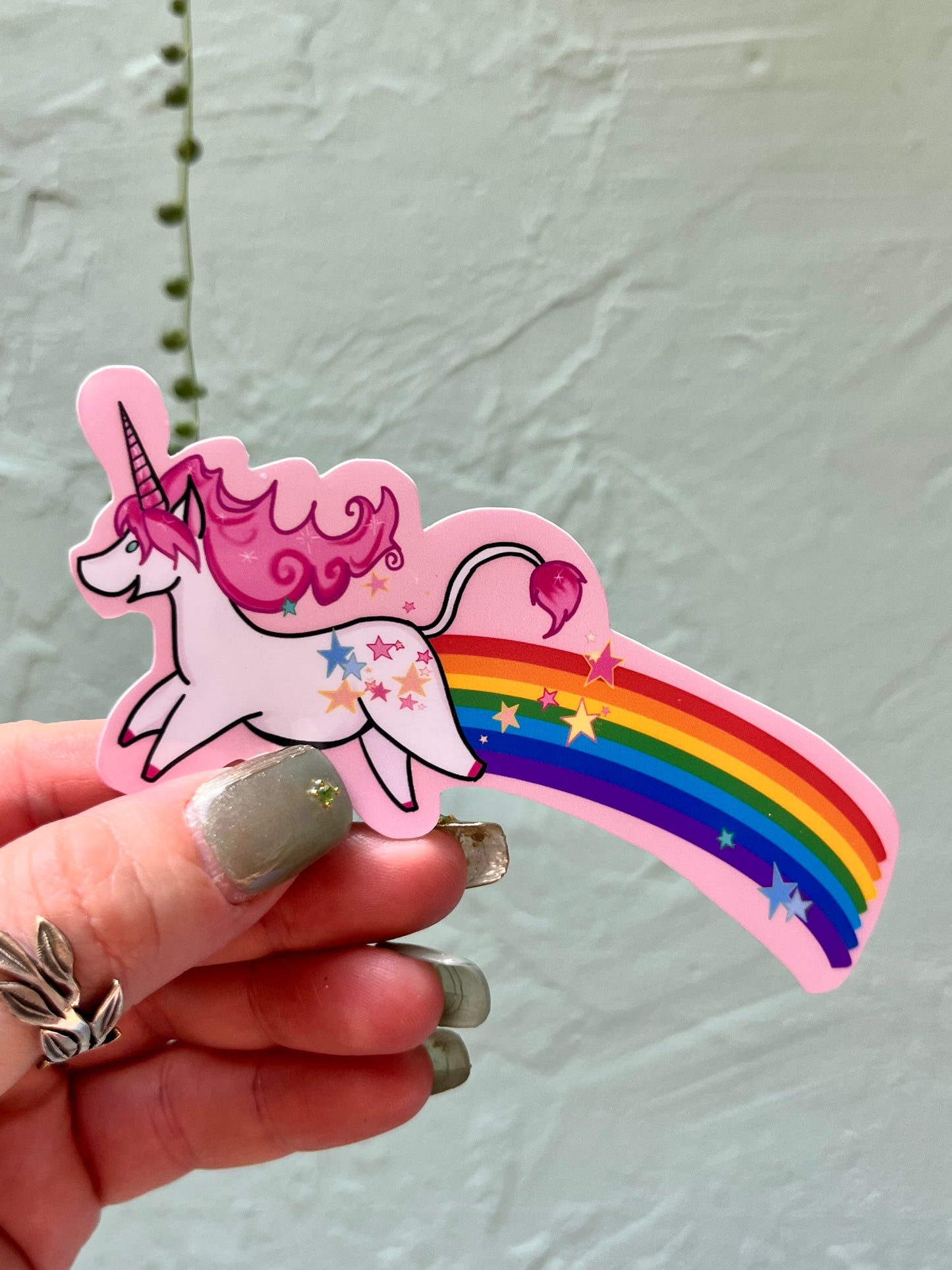 Unicorn Pooping a Rainbow Glossy Sticker