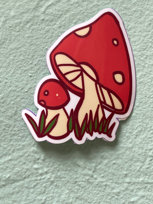 Red Mushroom Glossy Vinyl Sticker
