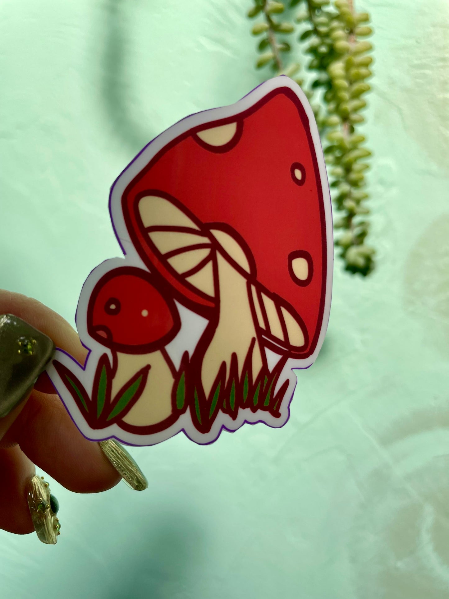 Red Mushroom Glossy Vinyl Sticker