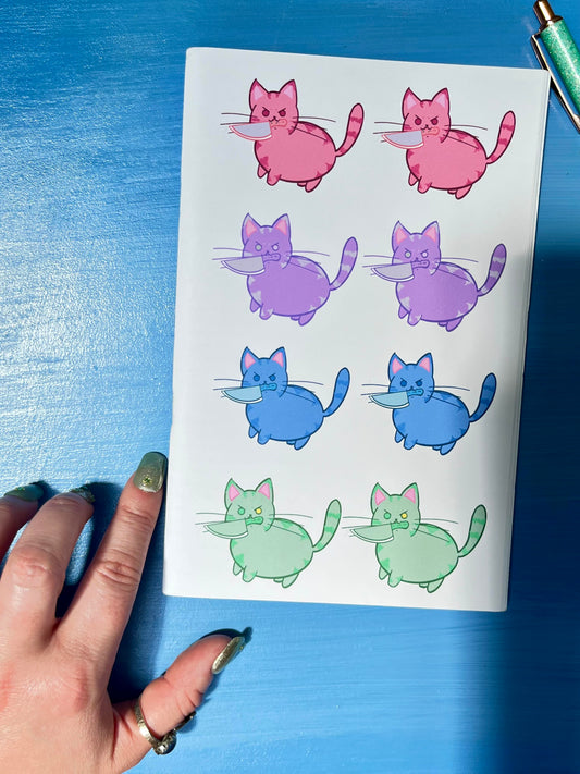 Stabby Cat Colony Zine Style Lined Notebook