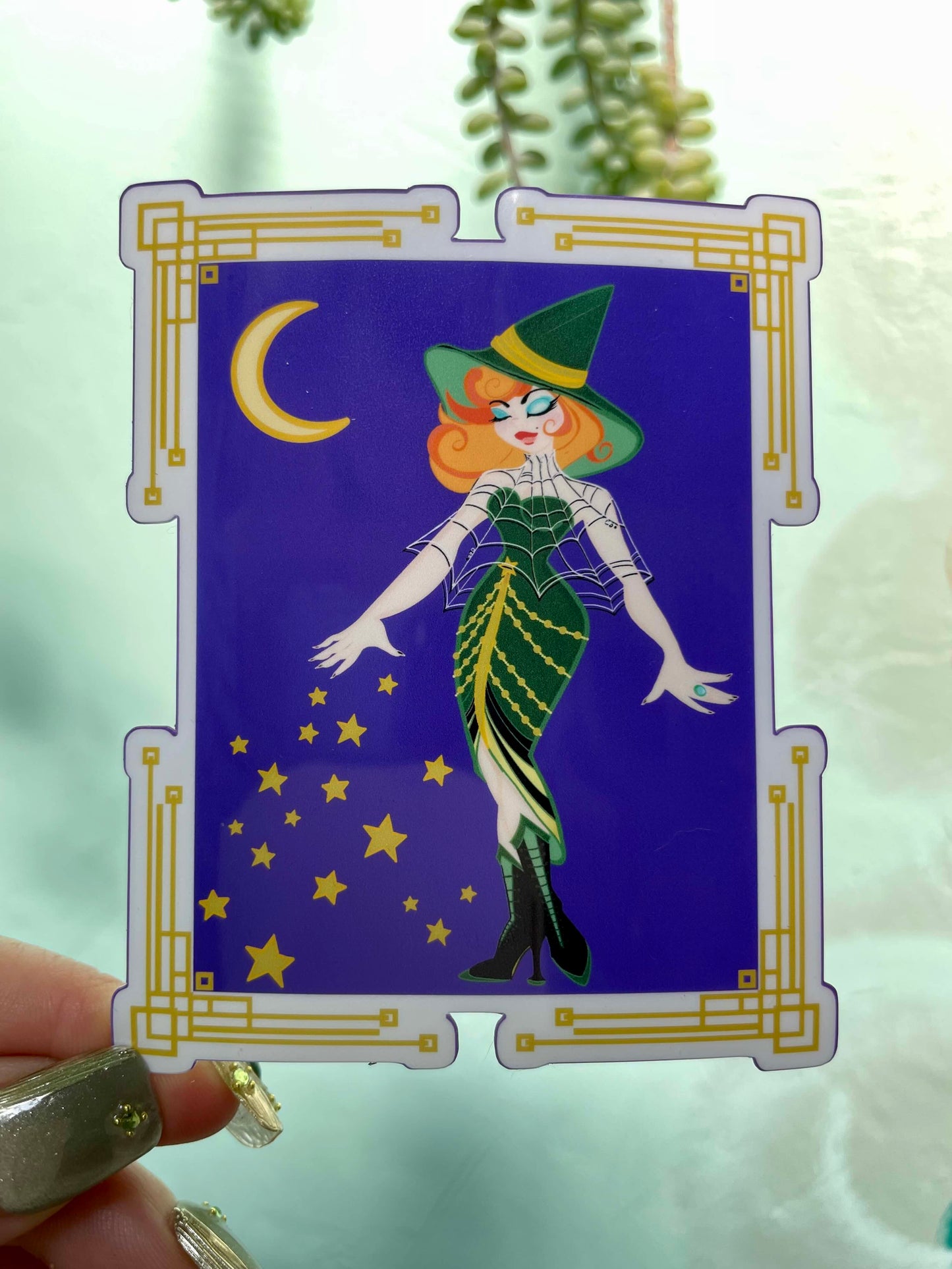 Art Deco Witchy Babe Glossy Vinyl Sticker