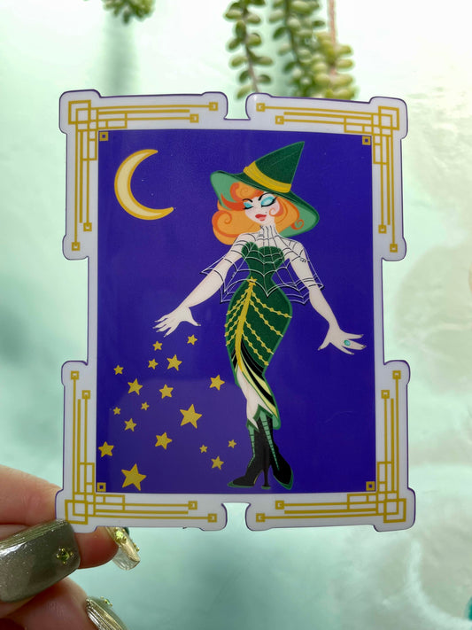 Art Deco Witchy Babe Glossy Vinyl Sticker