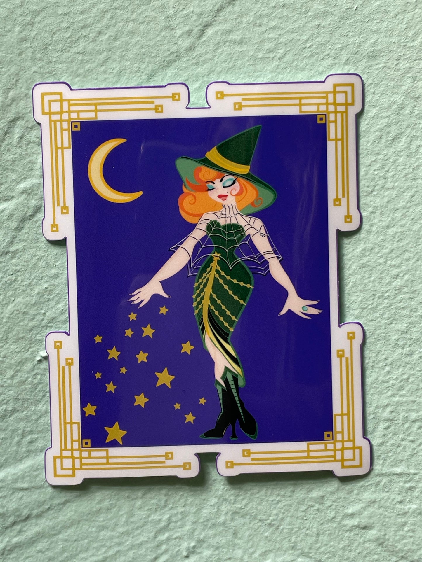 Art Deco Witchy Babe Glossy Vinyl Sticker