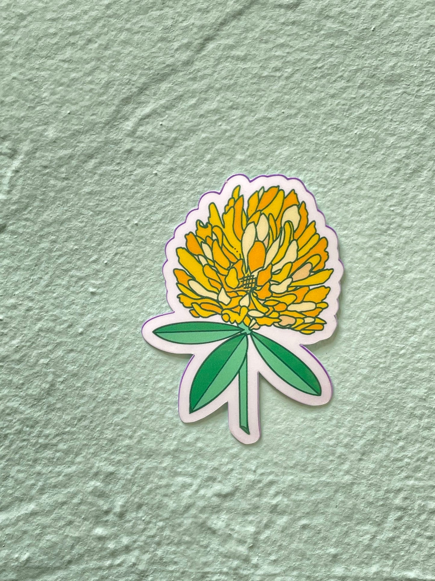 Mustard Yellow Clover Flower Glossy Vinyl Sticker