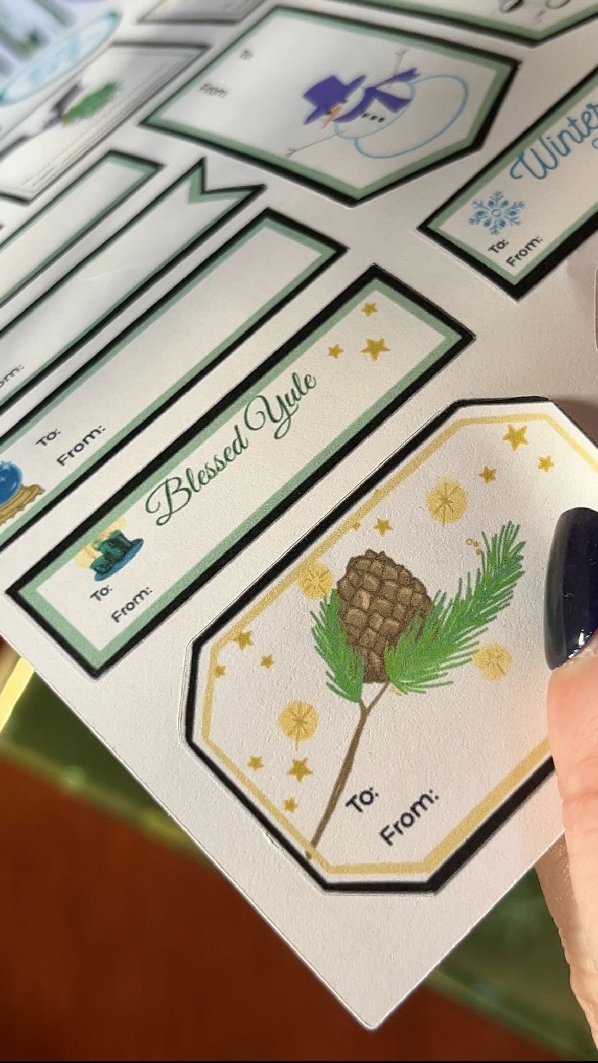 Yule Blessings Gift Tag Stickers | Witchy Solstice Collection