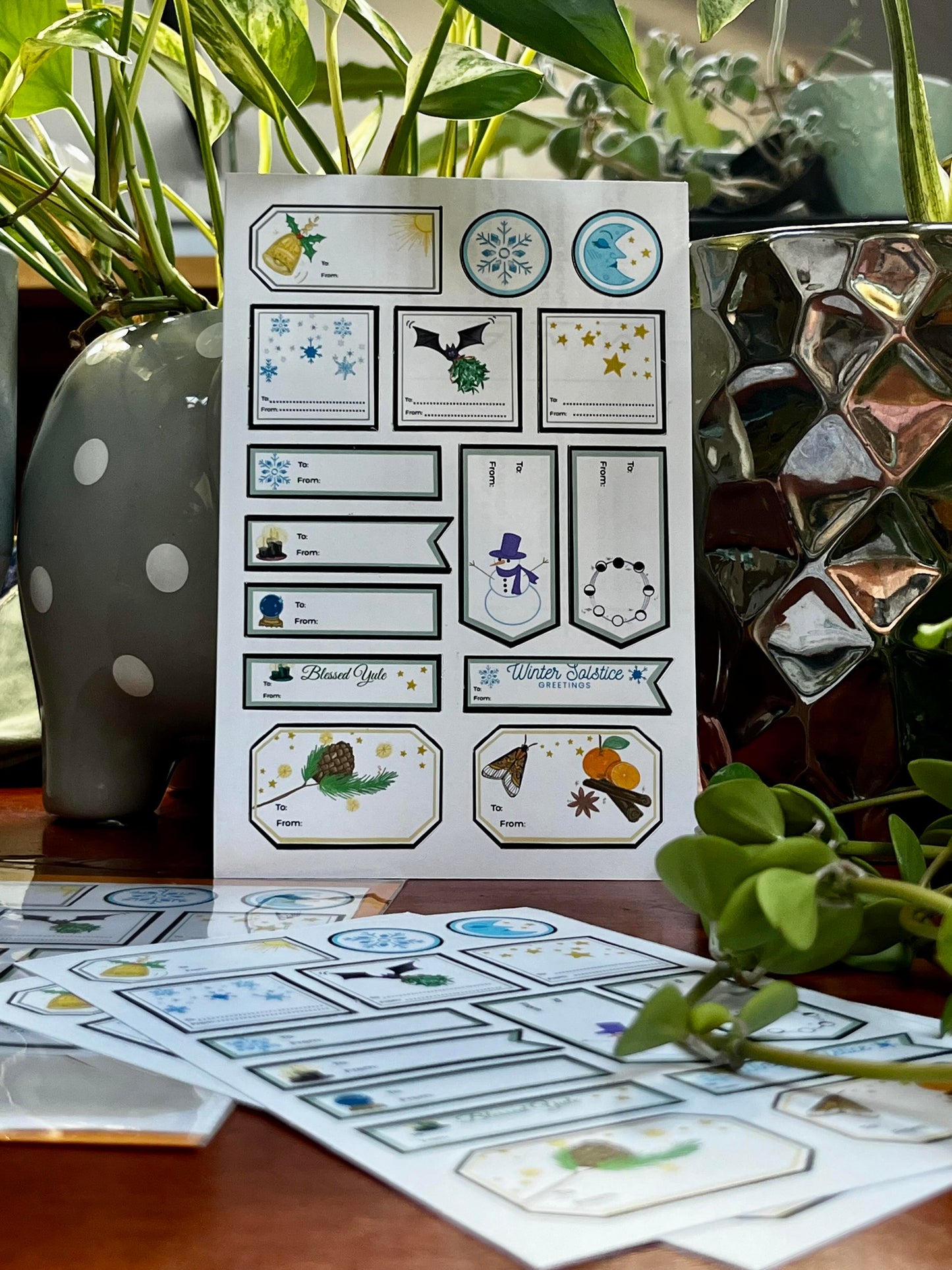 Yule Blessings Gift Tag Stickers | Witchy Solstice Collection