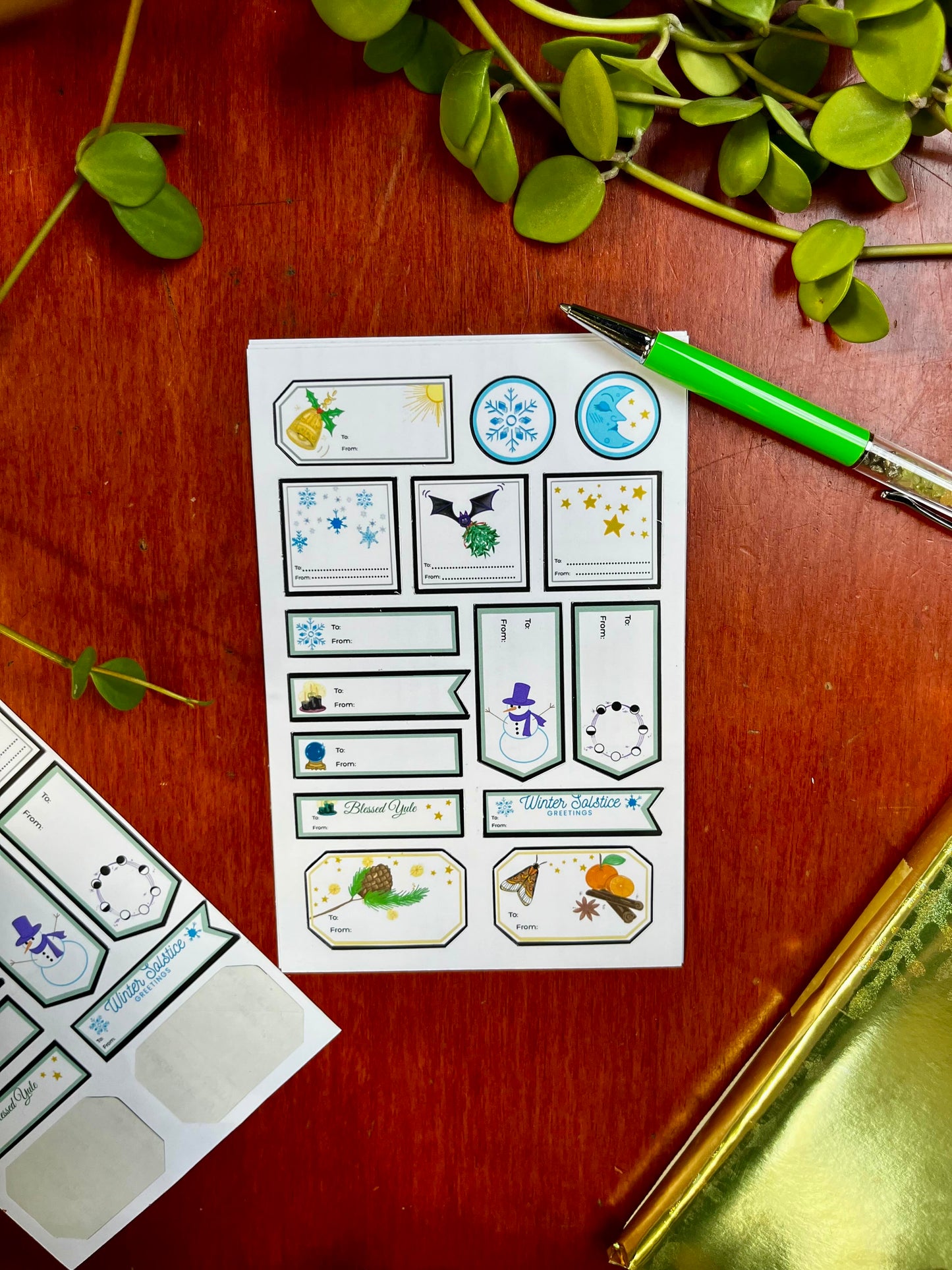 Yule Blessings Gift Tag Stickers | Witchy Solstice Collection