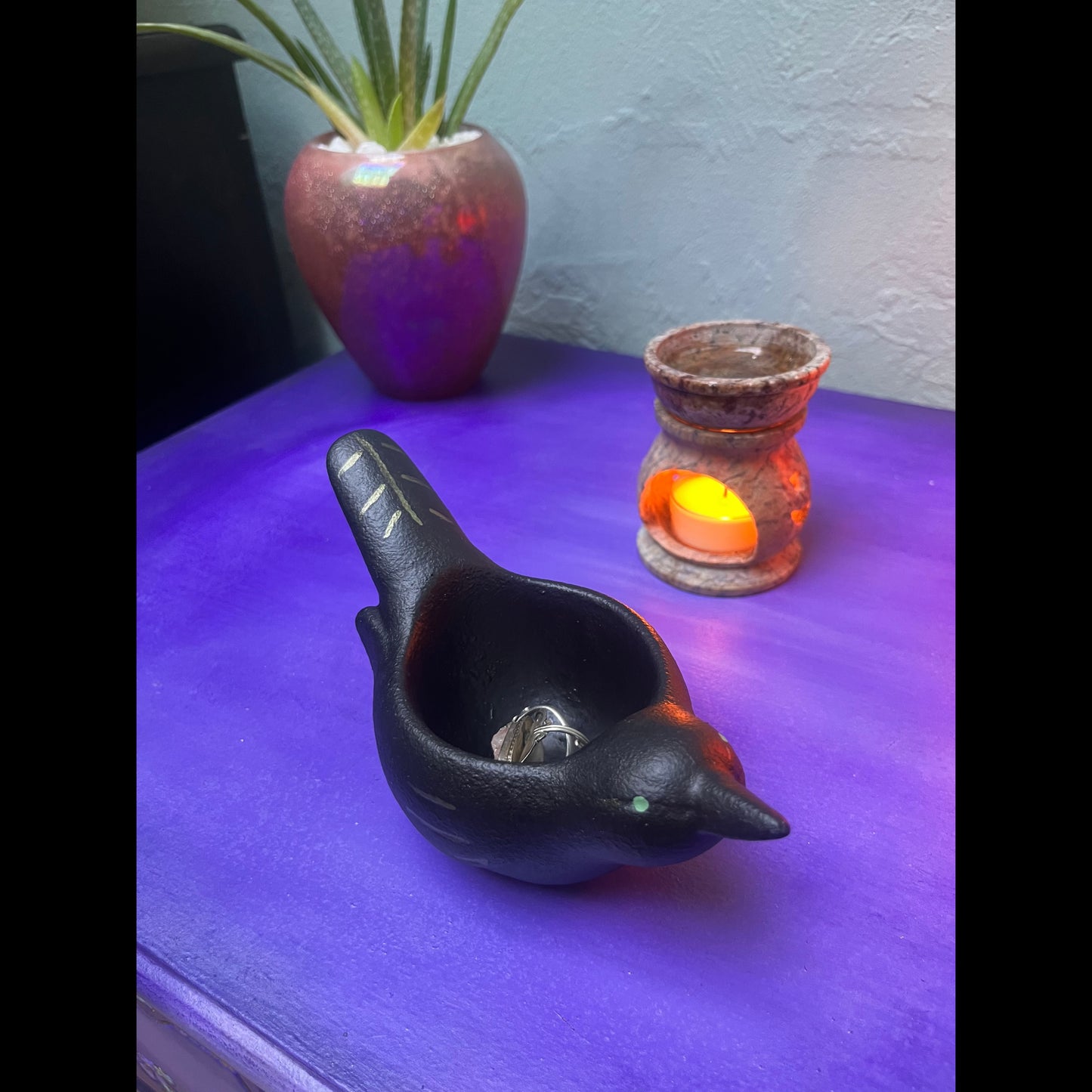 Crow Jewelry Holder infused with Lavender and Sea Salt