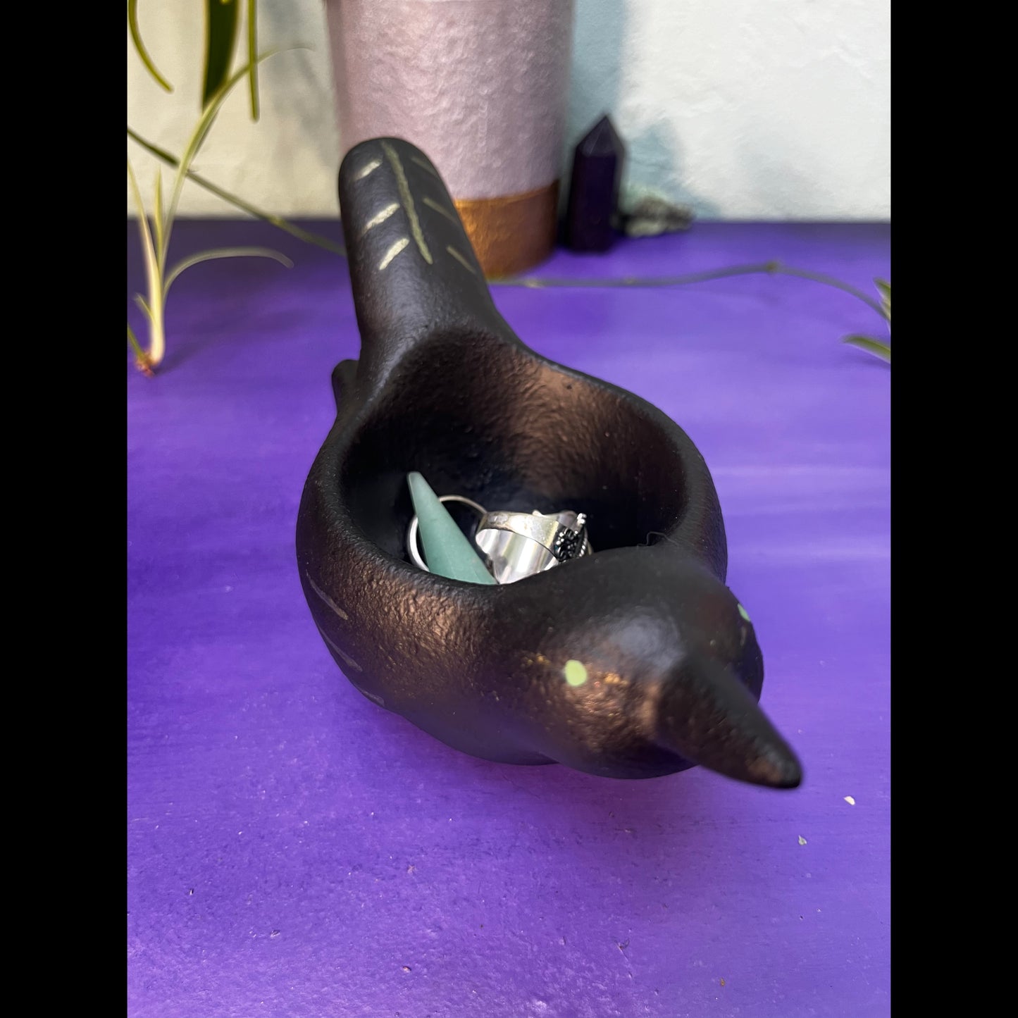 Crow Jewelry Holder infused with Lavender and Sea Salt