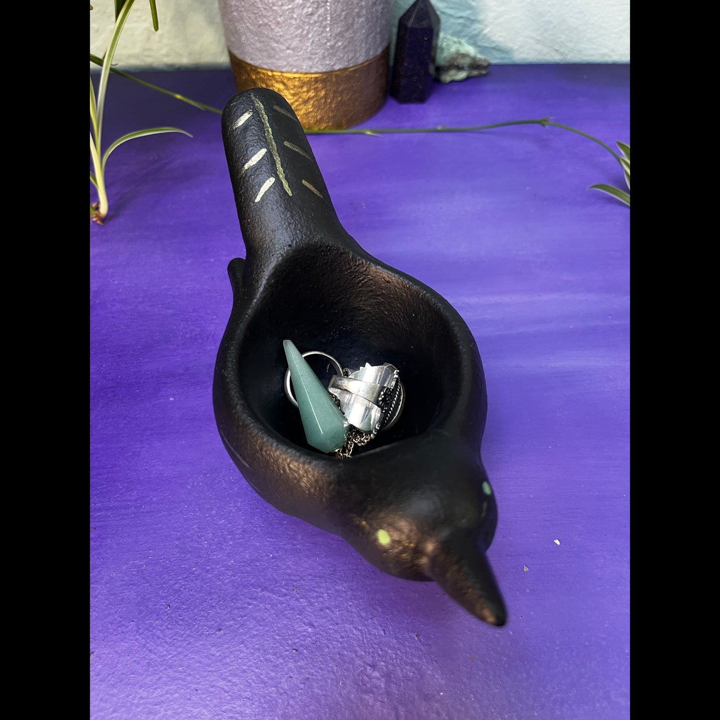 Crow Jewelry Holder infused with Lavender and Sea Salt