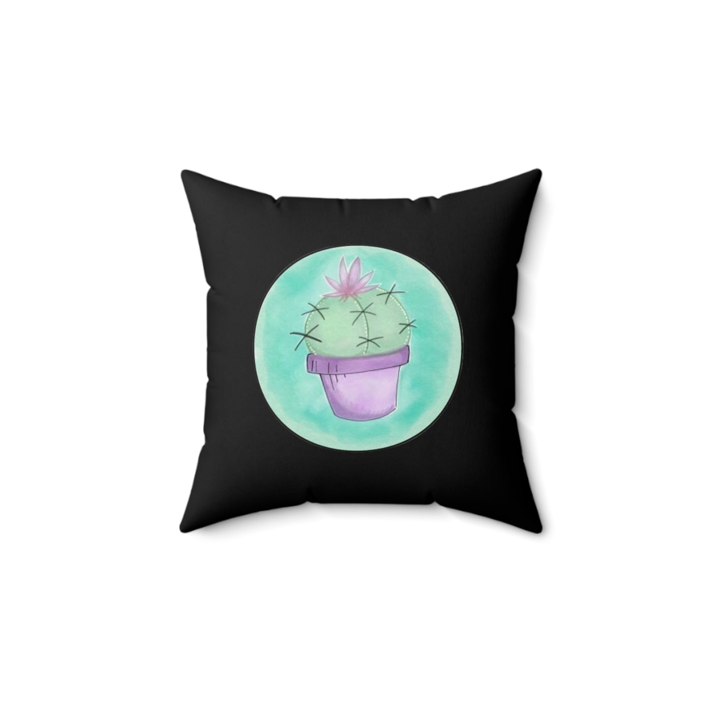 Violet Crescent Cactus Cat Spun Polyester Square Pillow