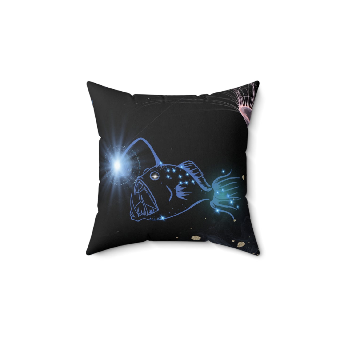 Mysterious Bioluminescence of the Deep Sea Spun Polyester Square Pillow