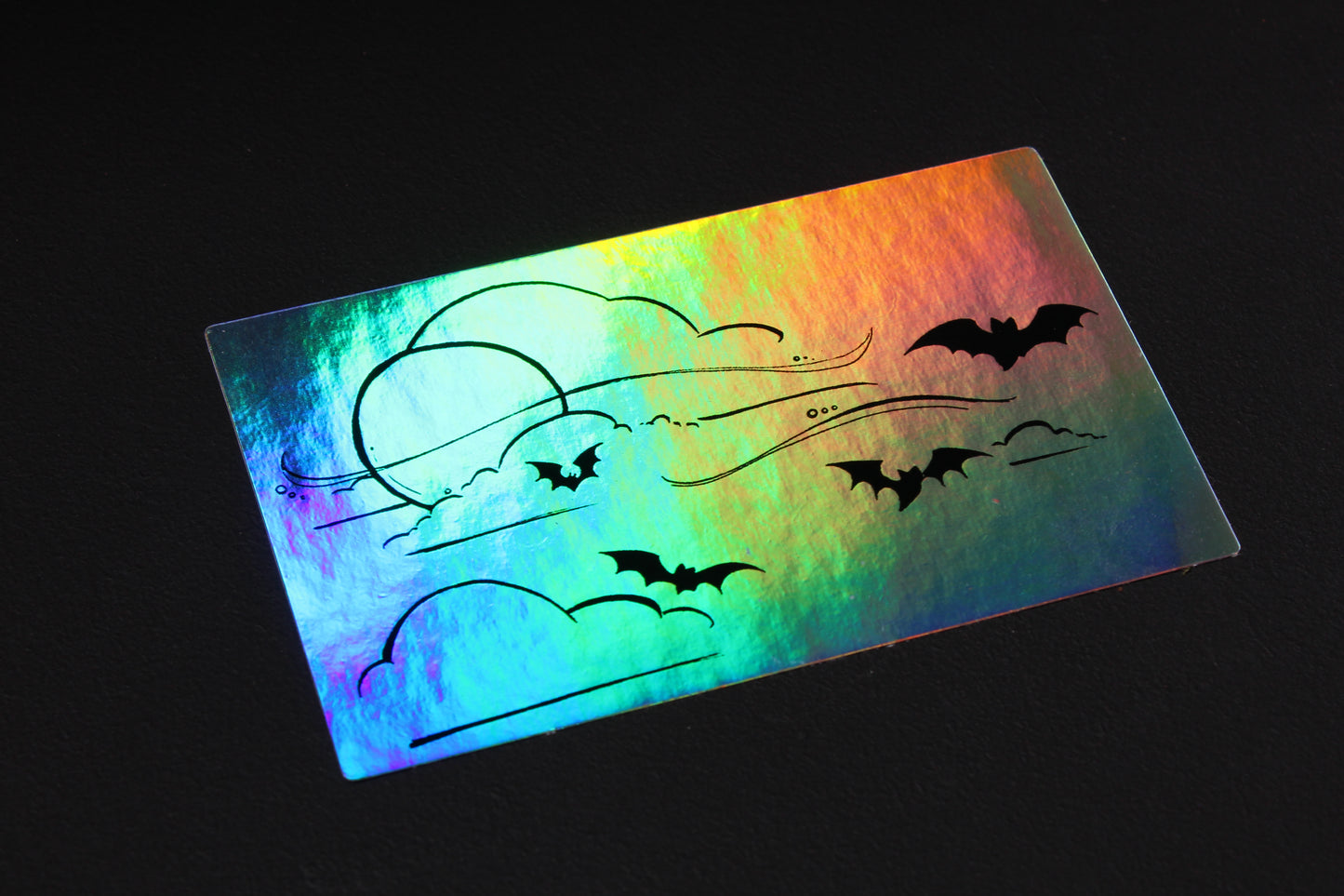 Holographic Bats in flight 4" x 2.5" Vinyl Stickers