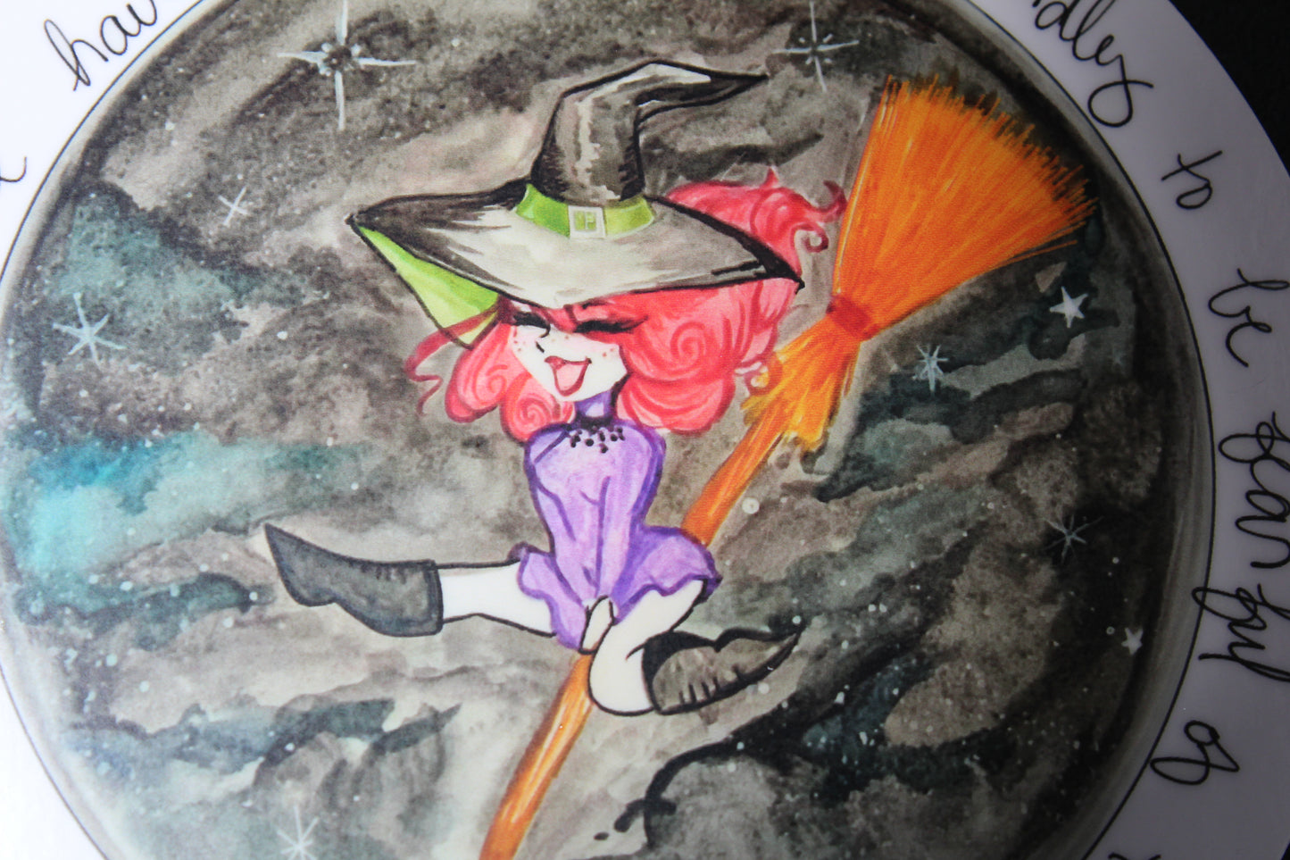 Witch on Broomstick 4" x 4" Vinyl Stickers
