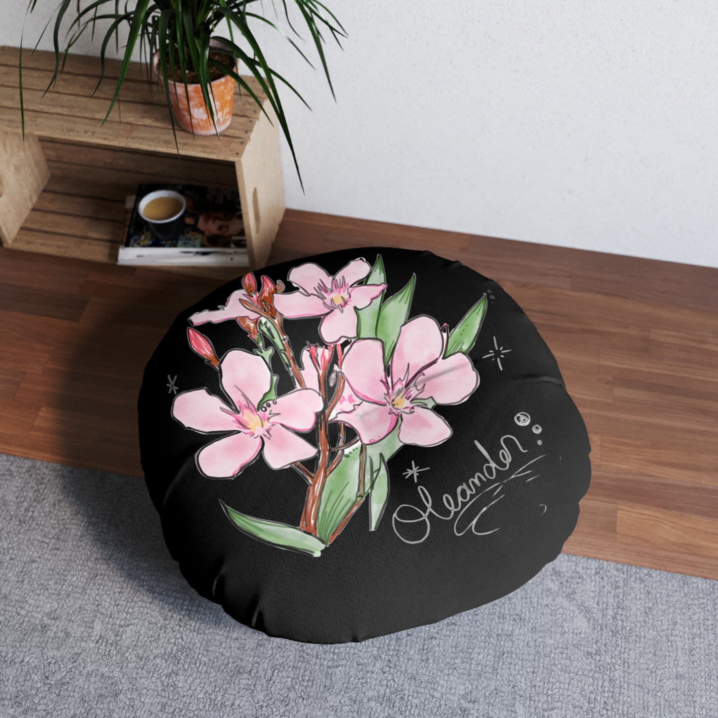 Oleander Tufted Meditation Pillow, Round