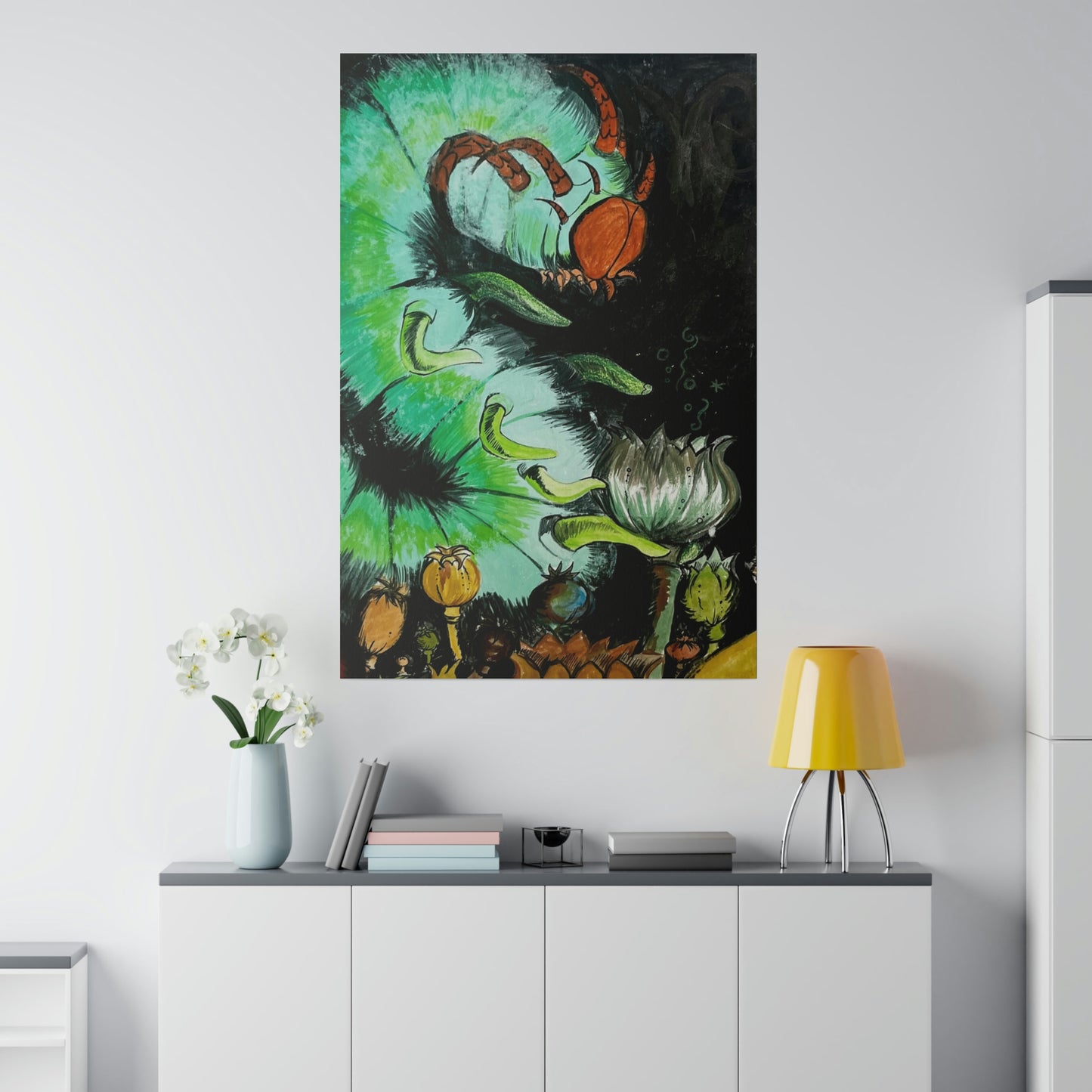 "The Insect God" on Matte Canvas, Stretched, 32" x 48" Illustration by Lauryn Yovino inspired by Edward Gorey's novel